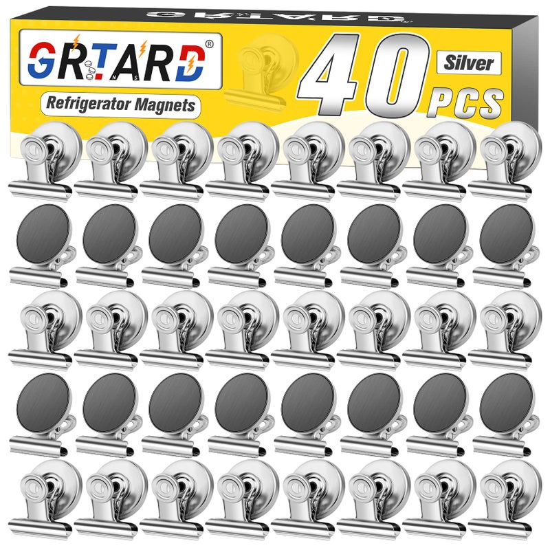 Grtard 40 Pack Magnetic Clips Heavy Duty, Magnet Clips for Fridge, Refrigerator Magnets, Strong Magnetic Clip, Scratch Free Magnets with Clip for Whiteboard, Refrigerator, Cruise, Locker - Image 1